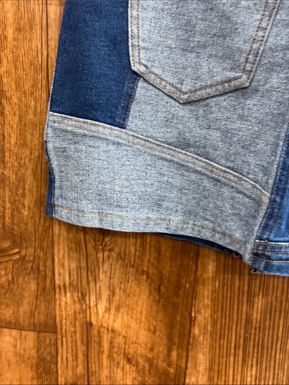 NWT ink Two-Tone Blue Patchwork Denim Mini Skirt - Picture 11 of 11